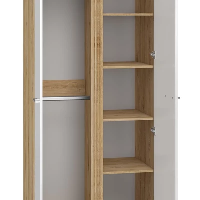 Zweitüriger Kleiderschrank ALIZA – Breite 92 cm, Castello-Eiche / weiß