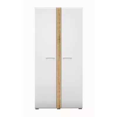 Zweitüriger Kleiderschrank ALIZA – Breite 92 cm, Castello-Eiche / weiß