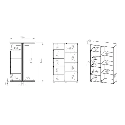 Zweitürige Vitrine ALIZA – links, Castello-Eiche / weiß