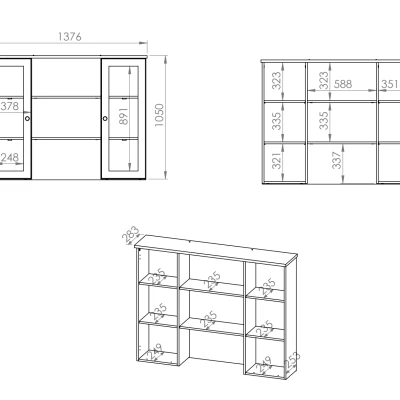 Büffetschrank BRIANA – Weiß / Lefkas-Eiche