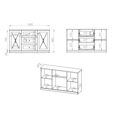 Büffetschrank BRIANA – Weiß / Lefkas-Eiche