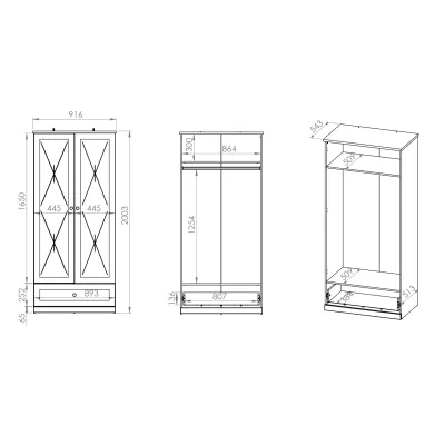 Zweitüriger Schrank BRIANA – Breite 92 cm, Weiß / Lefkas-Eiche