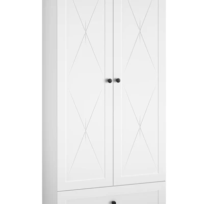 Zweitüriger Schrank BRIANA – Breite 92 cm, Weiß / Lefkas-Eiche