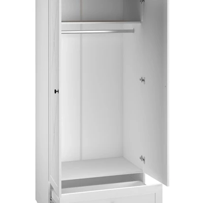 Zweitüriger Schrank BRIANA – Breite 92 cm, Weiß / Lefkas-Eiche