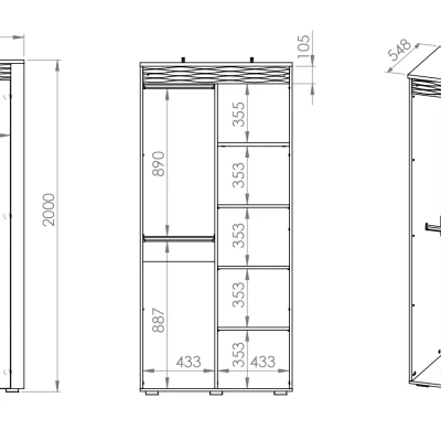 Kleiderschrank DIANDRA – Breite 92 cm, Eiche artisan