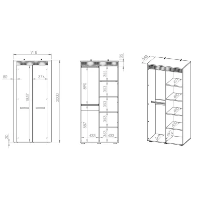 Kleiderschrank DIANDRA – Breite 92 cm, Eiche artisan