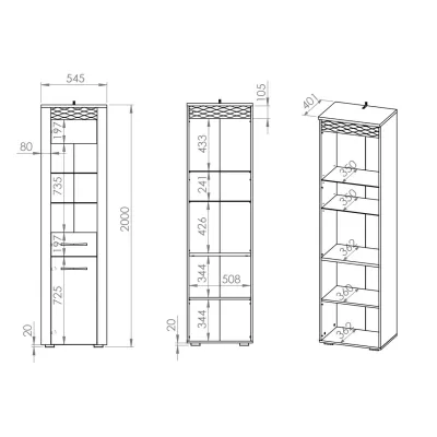 Vitrine mit verglastem Teil DIANDRA – Eiche Artisan