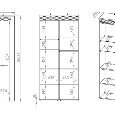 Vitrine mit Regalböden DIANDRA – Eiche Artisan