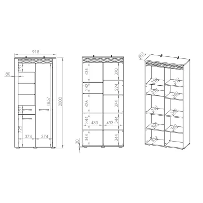 Vitrine mit Regalböden DIANDRA – Eiche Artisan