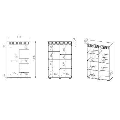 Zweitürige Vitrine DIANDRA – Artisan-Eiche