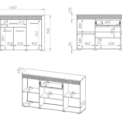 Breite Kommode DIANDRA – Eiche artisan