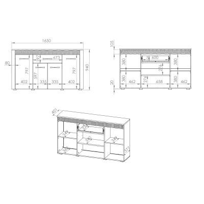 Breite Kommode DIANDRA – Eiche artisan