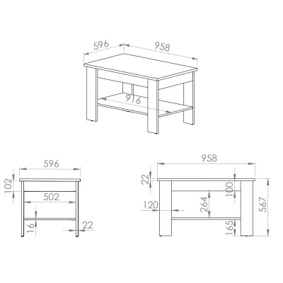 Couchtisch DIANDRA – Artisan-Eiche