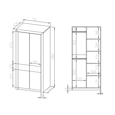 Kleiderschrank KAELA – Breite 92 cm, hell sonoma / sonoma Trüffel