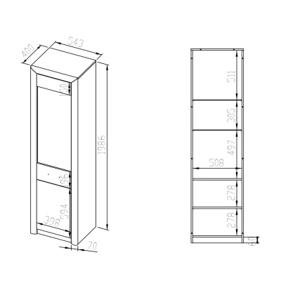 Zweitürige Vitrine mit Glasteil KAELA – helles Sonoma / Sonoma-Trüffel