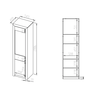 Zweitürige Vitrine mit Glasteil KAELA – helles Sonoma / Sonoma-Trüffel