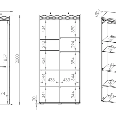 Vitrine mit Regalböden DERIKA – weiße Kiefer