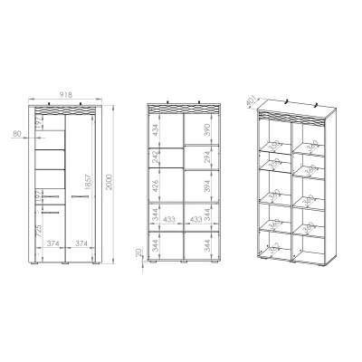 Vitrine mit Regalböden DERIKA – weiße Kiefer