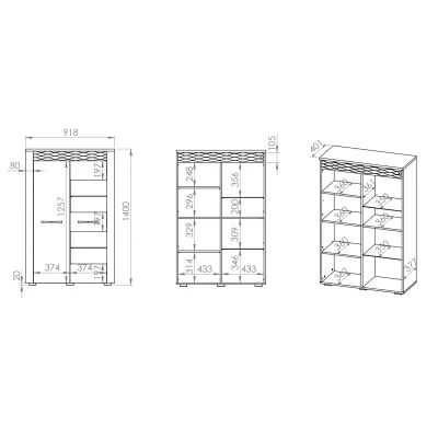 Zweitürige Vitrine DERIKA – weiße Kiefer