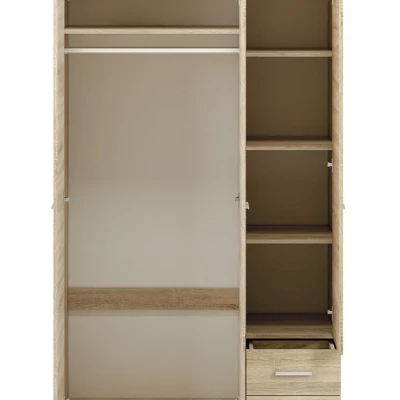 Hoher Kleiderschrank GVENDA – Breite 120 cm, Eiche hell