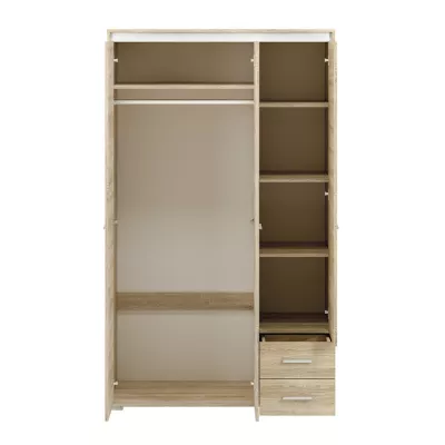 Hoher Kleiderschrank GVENDA – Breite 120 cm, Eiche hell