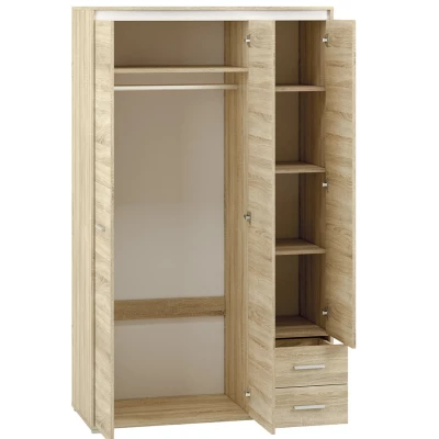 Hoher Kleiderschrank GVENDA – Breite 120 cm, Eiche hell