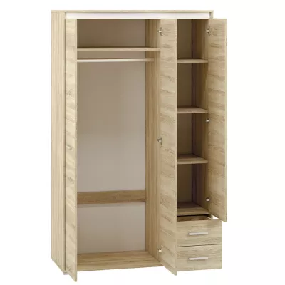 Hoher Kleiderschrank GVENDA – Breite 120 cm, Eiche hell