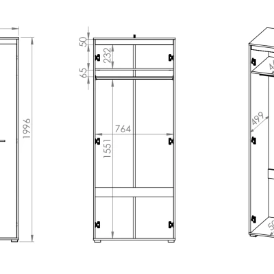 Zweitüriger Kleiderschrank GVENDA – Breite 80 cm, helle Sonoma-Eiche