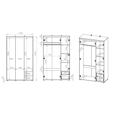 Hoher Kleiderschrank GVENDA – Breite 120 cm, Eiche hell