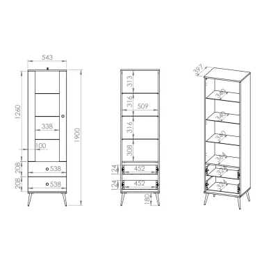 Vitrine mit verglastem Teil MAURA – grün