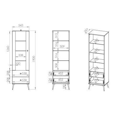 Vitrine mit verglastem Teil MADO – blau