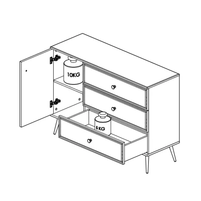 Kombinierte Kommode AIKE – Breite 120 cm, weiß