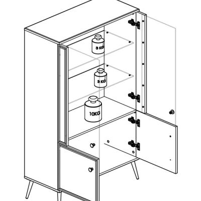 Viertürige Vitrine mit Glasteil AIKE – Weiß