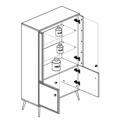 Viertürige Vitrine mit Glasteil AIKE – Weiß