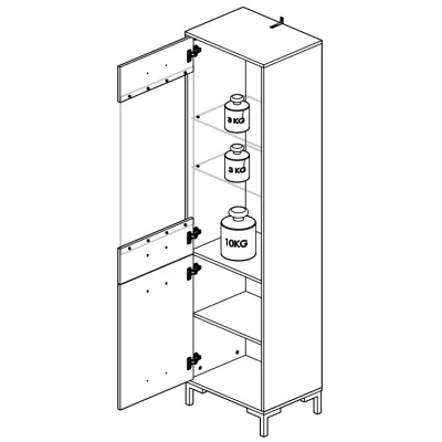 Vitrine mit verglastem Teil BEDA – Eiche Artisan