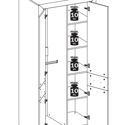 Kleiderschrank KAELA – Breite 92 cm, hell sonoma / sonoma Trüffel