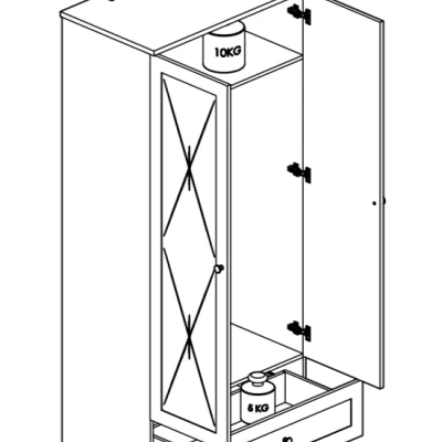 Zweitüriger Schrank BRIANA – Breite 92 cm, Weiß / Lefkas-Eiche