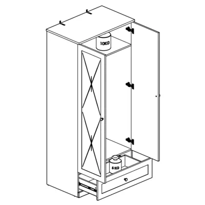 Zweitüriger Schrank BRIANA – Breite 92 cm, Weiß / Lefkas-Eiche