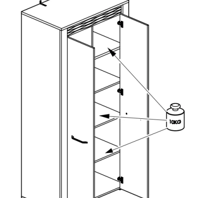 Kleiderschrank DERIKA – Breite 92 cm, weiße Kiefer