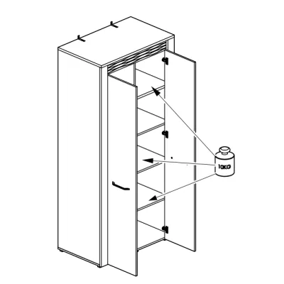 Kleiderschrank DERIKA – Breite 92 cm, weiße Kiefer