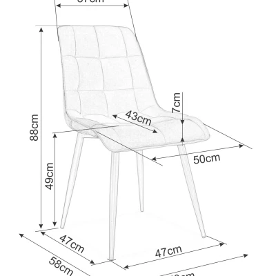 Gepolsterter Esszimmerstuhl LYA – Grau / Chrom