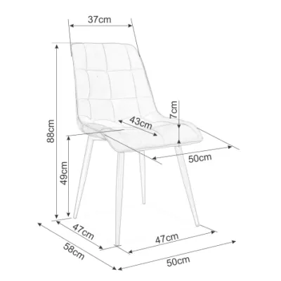 Gepolsterter Esszimmerstuhl LYA – Grau / Chrom