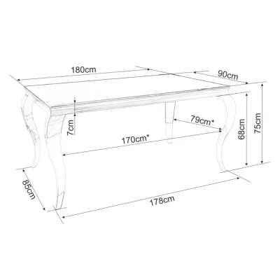 Esstisch PREDRAG – 180x90, schwarz / Chrom