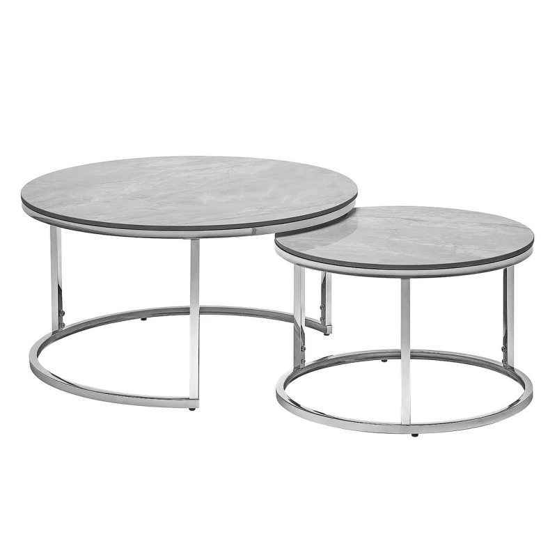 Couchtisch-Set JONES – Grau/Chrom