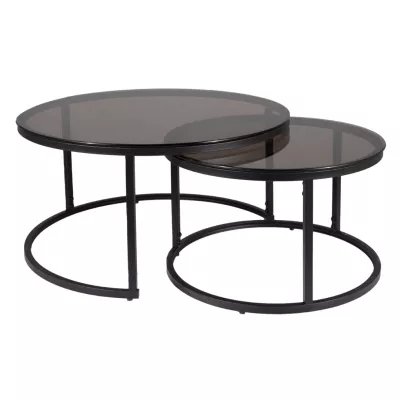 Couchtisch-Set EVODIA 5 – transparent Grau / Schwarz matt