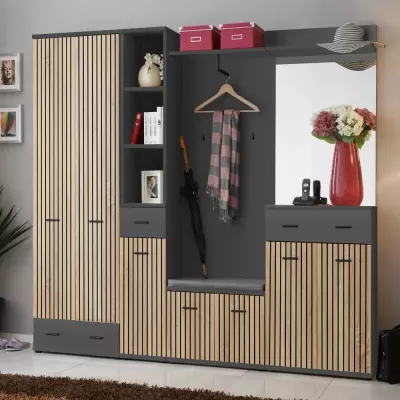 Garderobe mit Regal DELAN – anthrazit