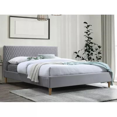 Gepolstertes Doppelbett NEVIO – 140x200 cm, Hellgrau