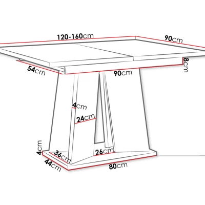 Ausziehbarer Esstisch ENDRE – Beton/Weiß