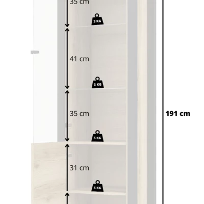 Zweitürige Vitrine OKAL – Grand-Eiche Natur / schwarz