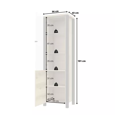 Zweitürige Vitrine OKAL – Grand-Eiche Natur / schwarz